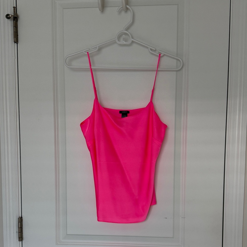 Express Bright Pink XS silky adjustable strap camisole. Like new. Never worn.